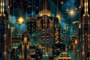 Art Deco Cityscape Night