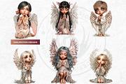 Little angels praying clipart set, a Person Illustration by ThatsDesignArt (Thumbnail 4 of 10)