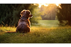 pet dog sitting facing away ai, an Animal Photo by pikepicture