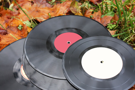Vintage vinyl records on fall leaves featuring phonograph, gramophone, and, an Arts & Entertainment Photo by pictures for you