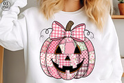 Pink Patchwork Jack O Lantern Pumpki, an Illustration by Libby Wishes (Thumbnail 1 of 8)