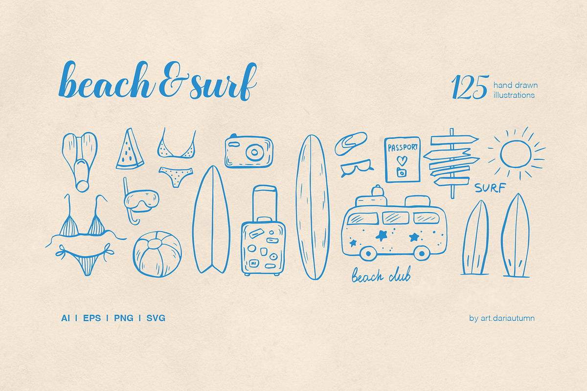Vacation Vibes Whimsical Set, an Object Illustration by Art Dari Autumn (Photo 5 of 13)