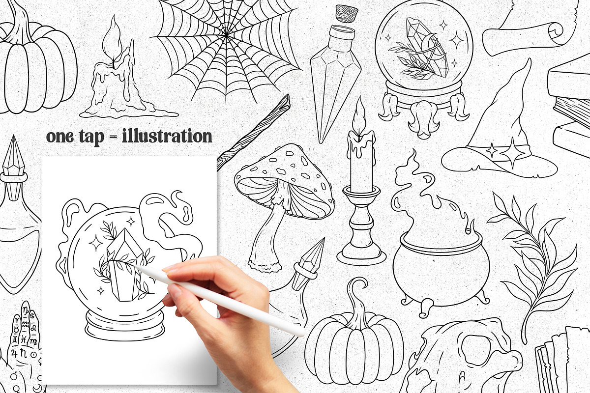 Witchcraft Procreate Stamps, a Brush Add-On by SecondOfJuly (Photo 2 of 6)