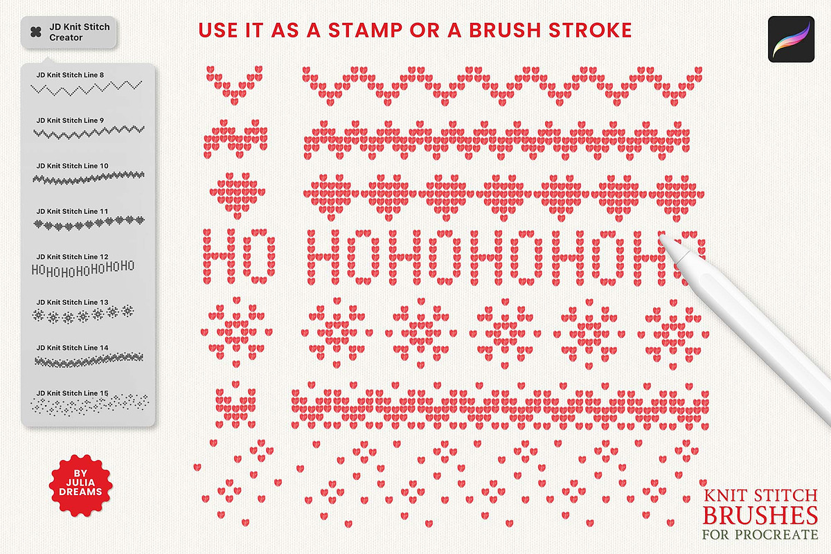 Knit Stitch Brushes for Procreate, a Brush Add-On by Julia Dreams (Photo 6 of 6)