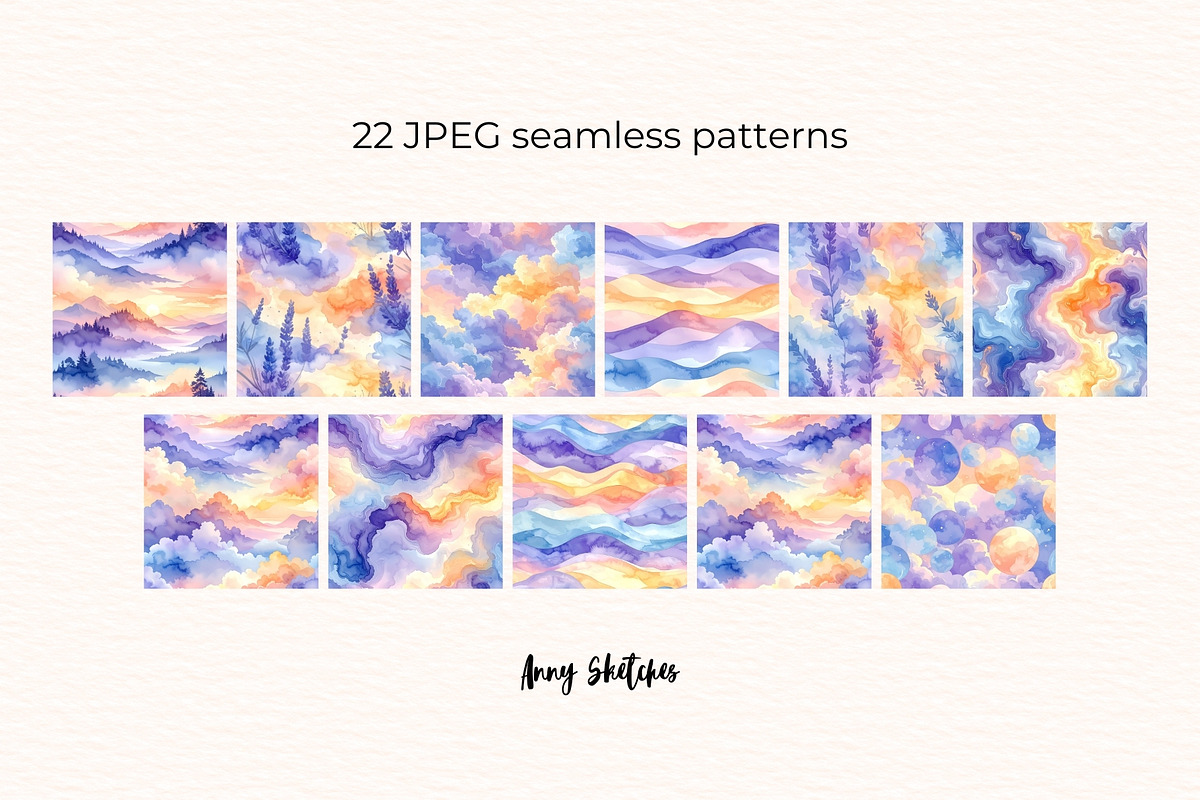 Aura Glow Pastels Seamless Patterns, a Pattern Graphic by Anna Design Studio (Photo 3 of 6)