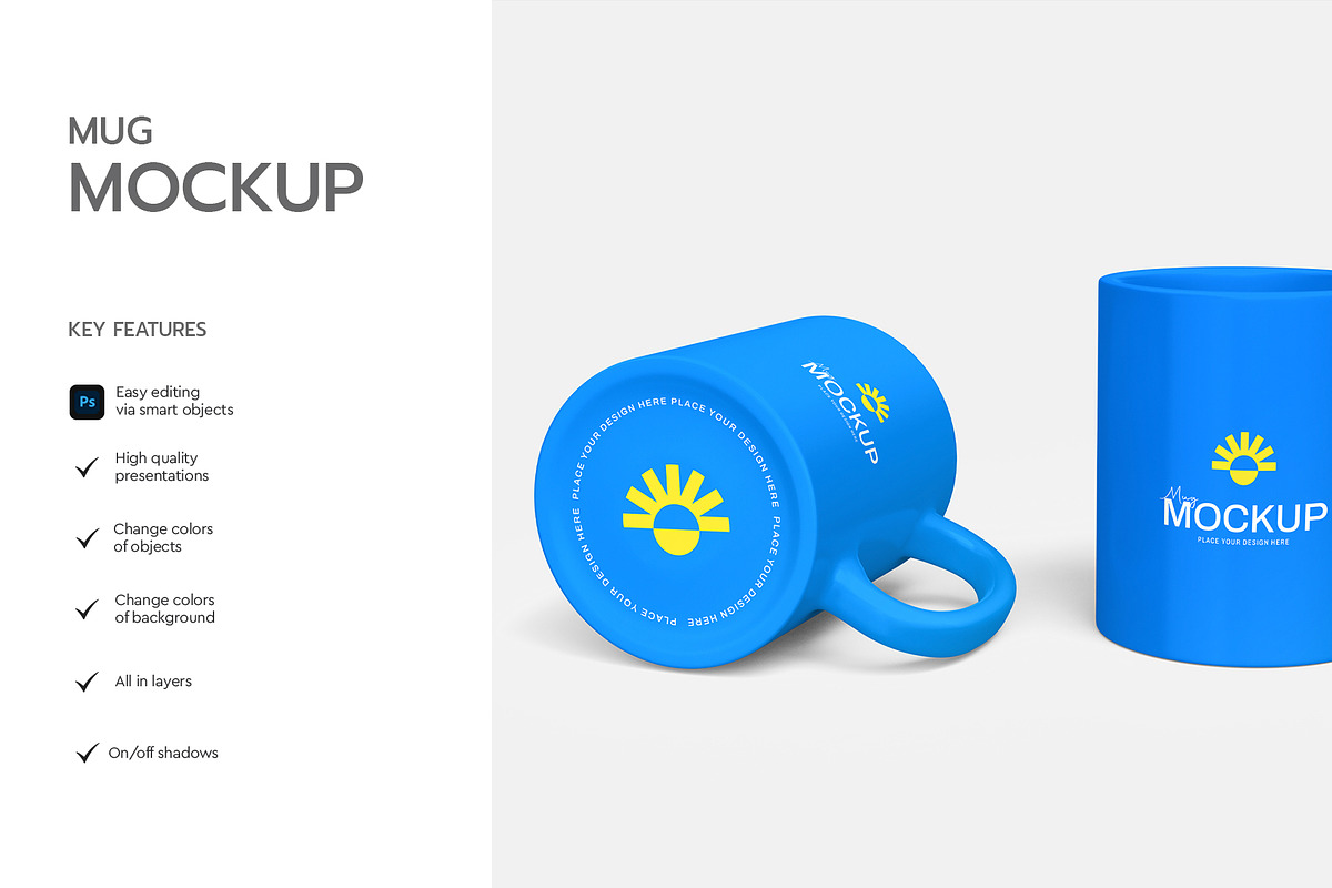 Bright Blue Ceramic Mug Mockup, a Product Mockup by graphypix (Photo 2 of 4)