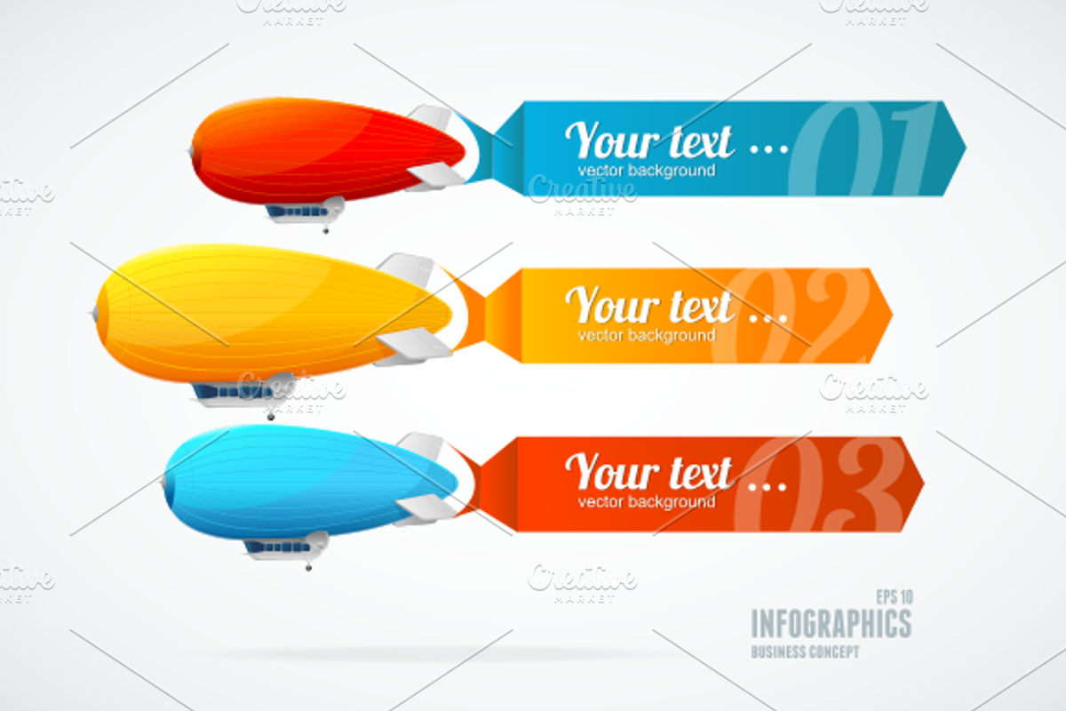 Dirigible option banners, an Illustration by Vector and Templates
