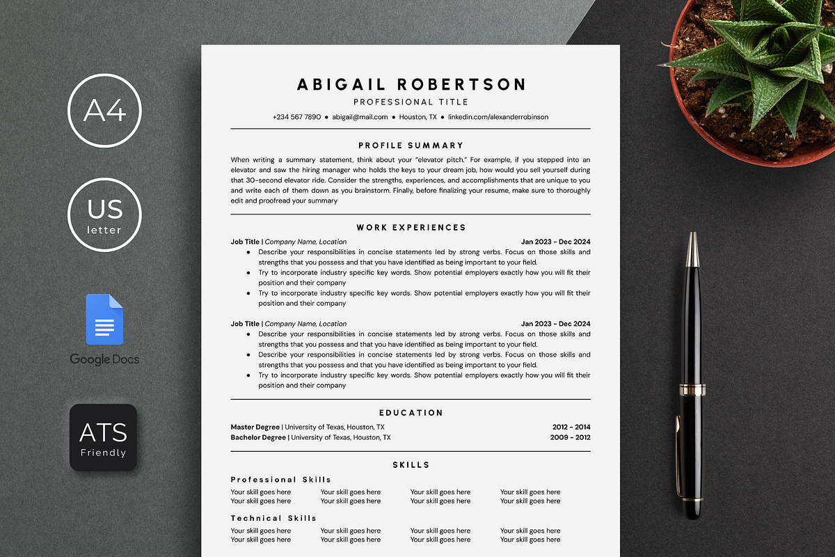 ATS Resume Template Google Docs, a Resume Template by bonadigitals (Photo 1 of 5)