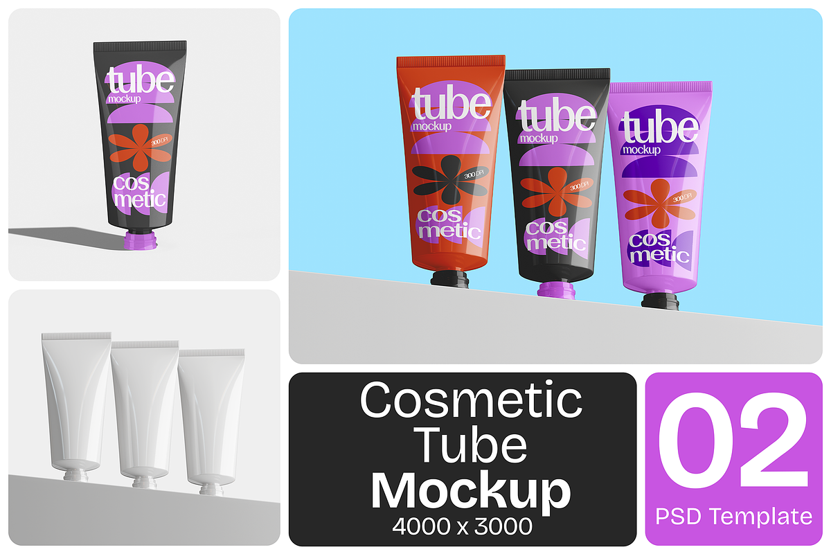 Glossy Cosmetic Tube Mockup, a Packaging Mockup by Permadi Creative (Photo 1 of 3)