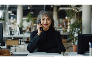 Asian businesswoman in a modern, a Person Photo by Sergey Kotenev