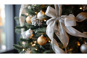 tree silver corner ribbon ai, a Background Photo by pikepicture