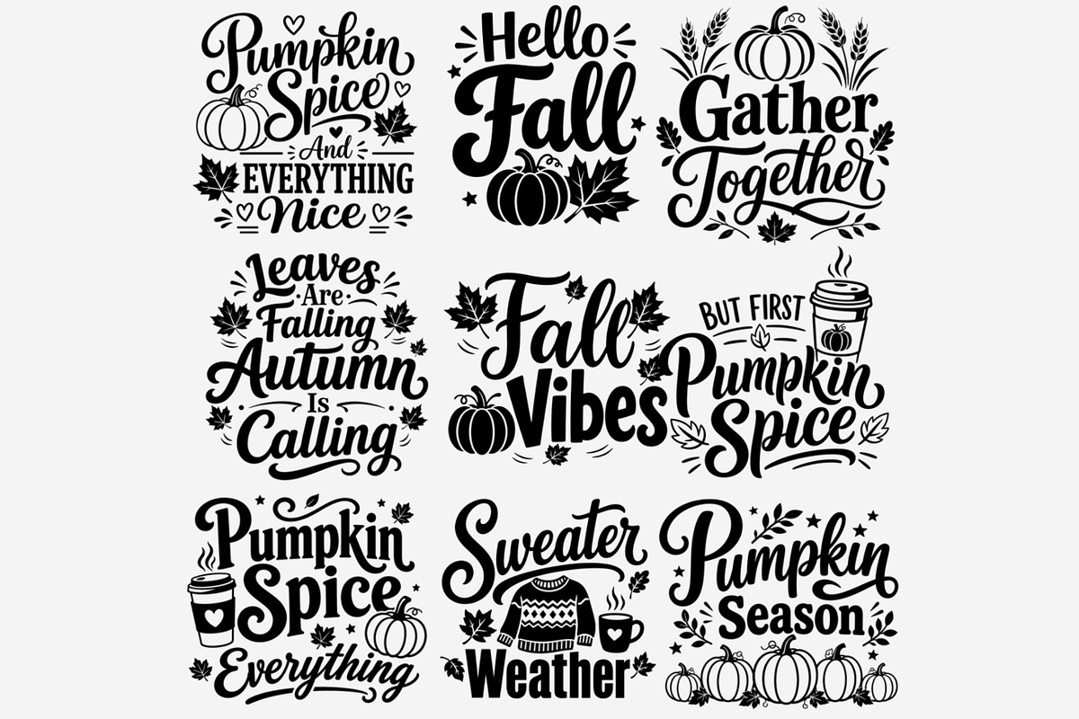 Fall Phrases PNG Bundle, a Seasonal Illustration by Tanya Kart (Photo 5 of 8)