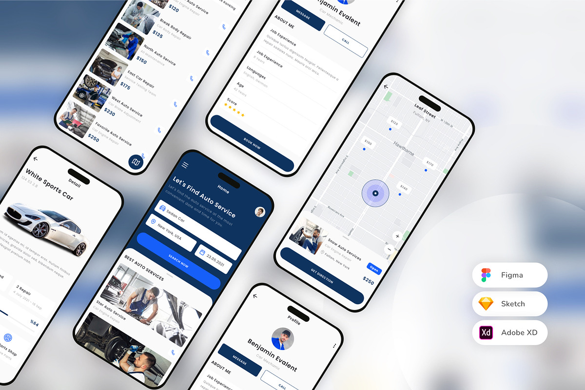 Car Repair & Auto Services App, an UI Kit Template by uicube