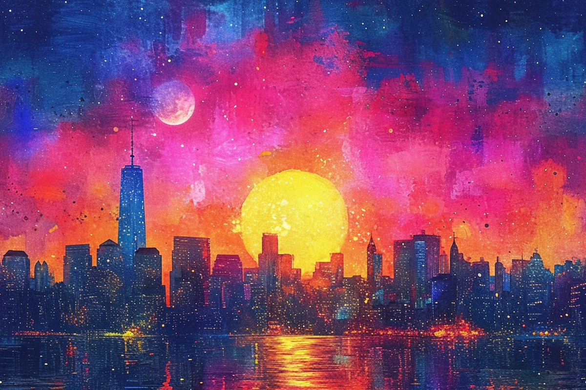 Watercolor City Night, a Background Graphic by Printable Treasure (Photo 2 of 4)