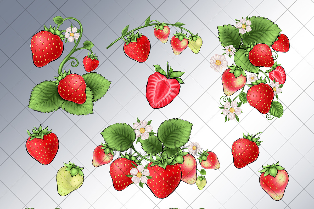 Strawberry Clipart, an Illustration by Masha  Studio (Photo 5 of 10)
