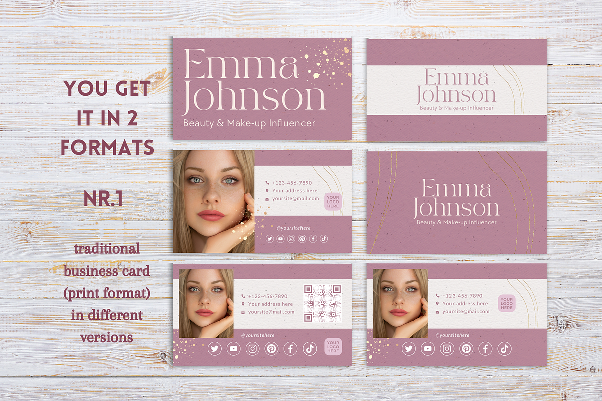 Beauty Influencer Business Card Kit, a Business Card Template by Golden Horizons Studio (Photo 4 of 10)