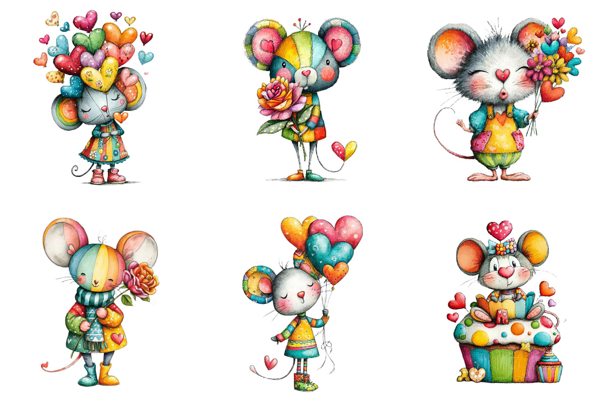 Valentine's Whimsical Mouse Clipart, a Graphic by CitraGraphics (Photo 4 of 4)