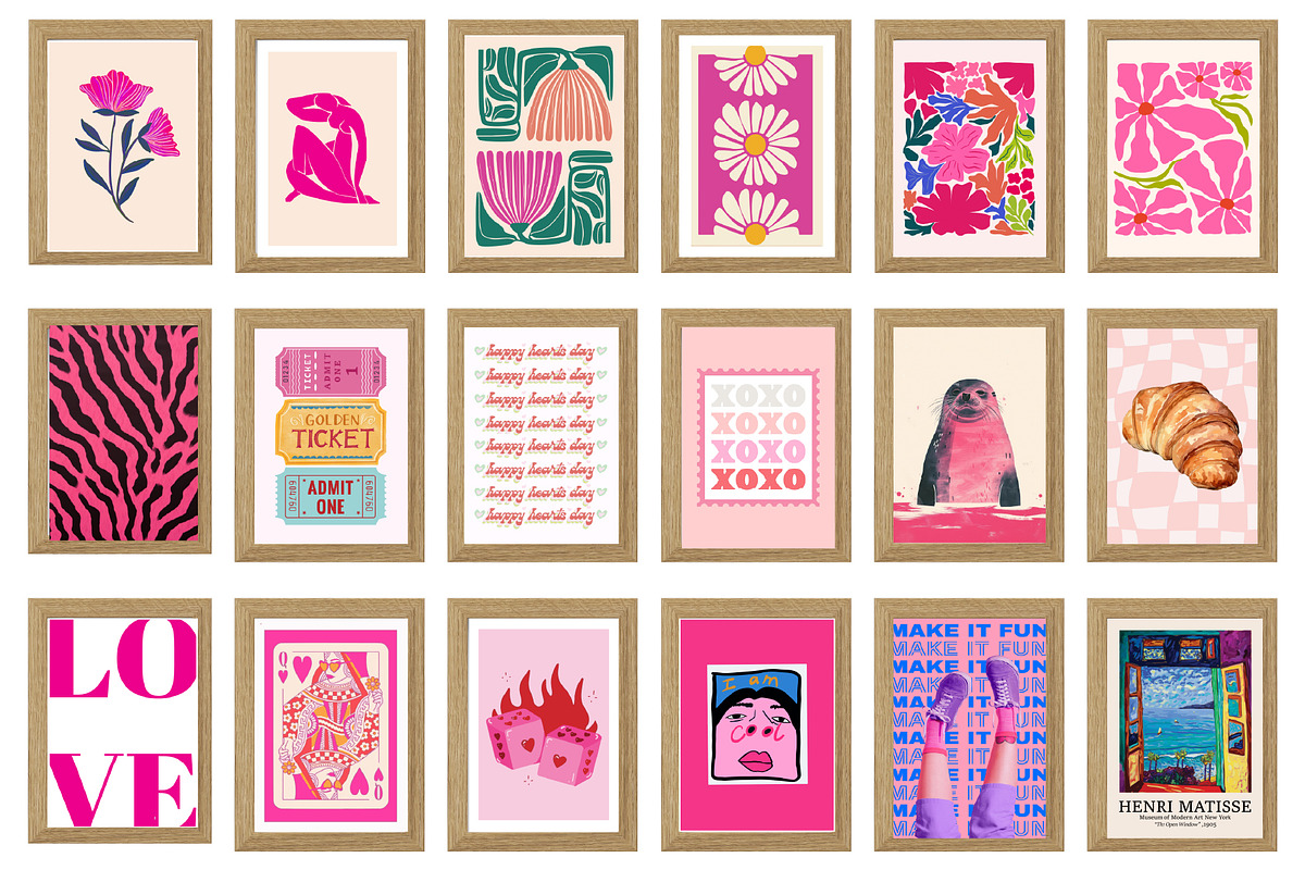 Trendy Pink Preppy Wall Art Prints, a Wallpaper Photo by Chipshpow Graphics (Photo 8 of 10)