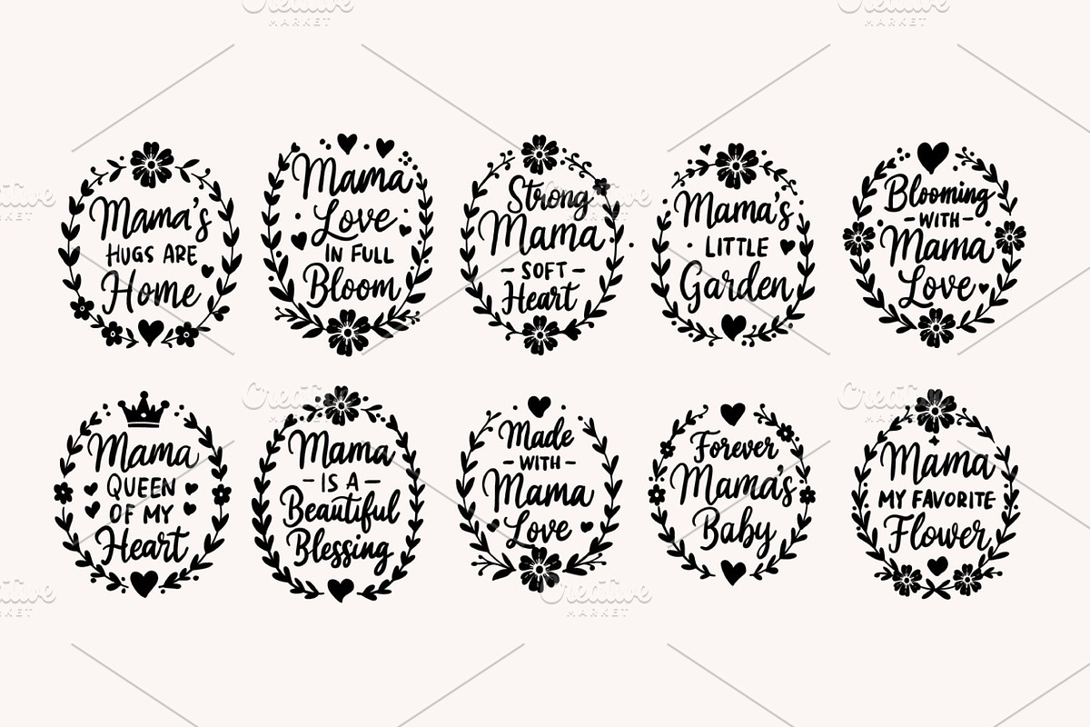 Floral Mama SVG Bundle, an Object Graphic by KAZ by IanMikraz Studio (Photo 3 of 5)