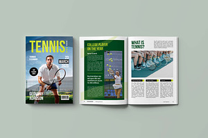 Green Tennis Sport Magazine Template