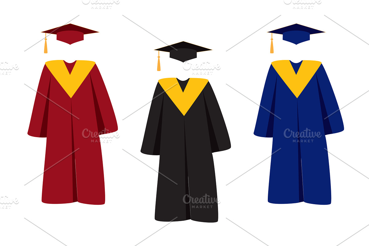 Graduate hats, academic squares or, an Education Illustration by CodeAndDesign