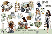 Neutral travel girls clipart set png, a Person Illustration by Parinaz Wadia Design (Thumbnail 1 of 10)