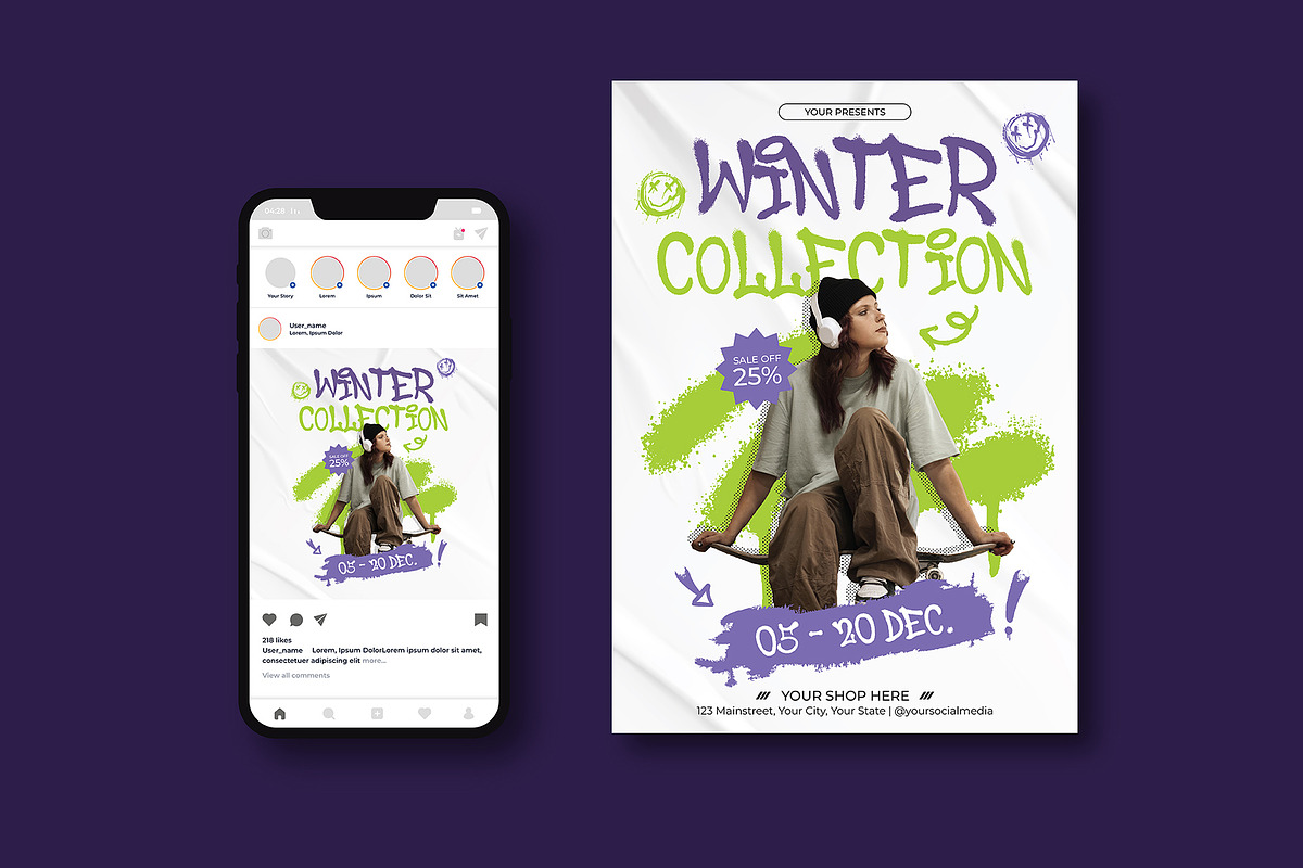 Winter Collection Flyer, a Flyer Template by iDoodle Studio