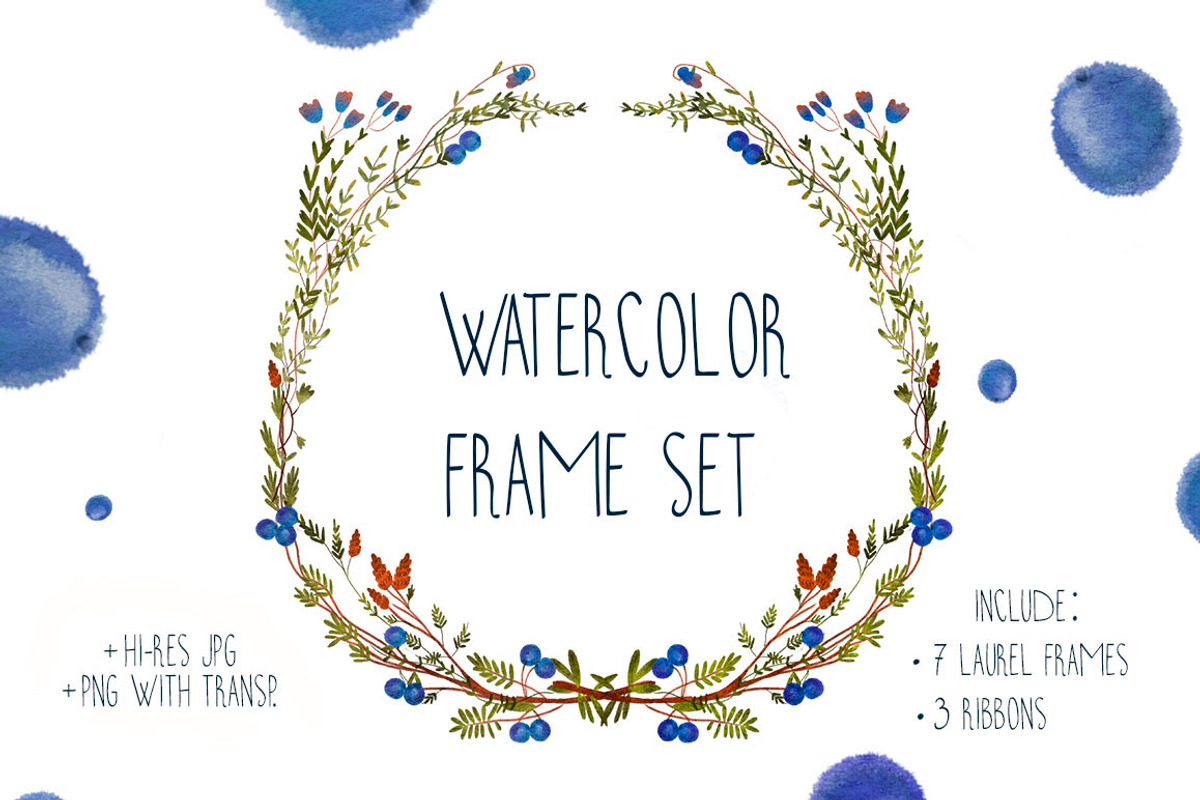 Watercolor Frame Ribbons Set, a Decorative Illustration by Innerlanel (Photo 1 of 4)