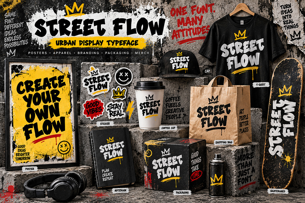 STREET FLOW — Bold type Raw attitude, a Script Font by Wow Magic (Photo 2 of 5)