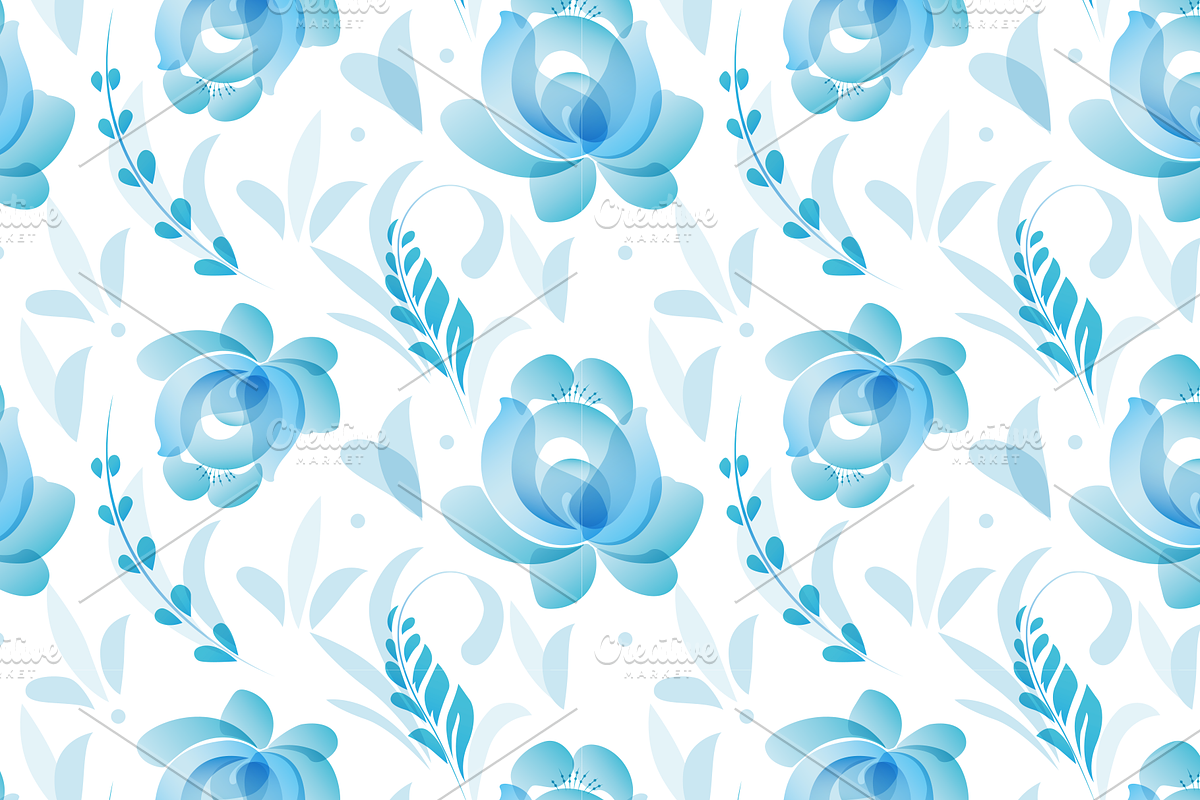 FREEBIE Gzhel vector collection, a Pattern Graphic by Designnina Shop (Photo 6 of 11)
