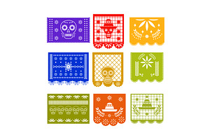 Colorful papel picado banners, an Object Illustration by pikepicture
