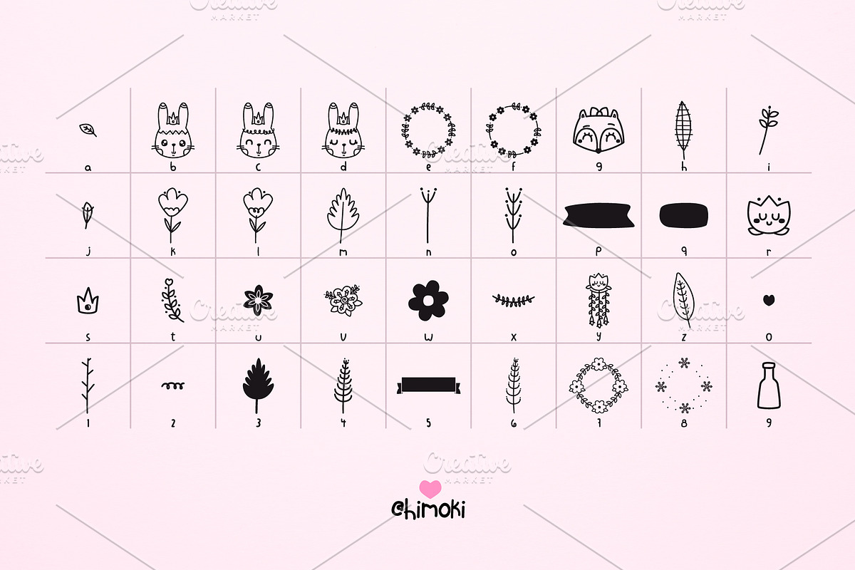 Cala dingbat font-floral elements preview 2