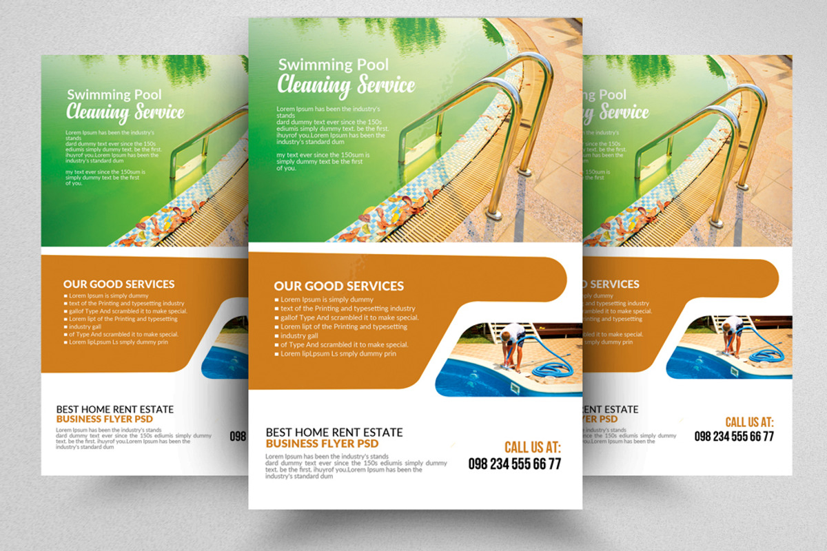 10 Pool Cleaning Flyers Bundle, a Flyer Template by Psd Templates (Photo 6 of 11)