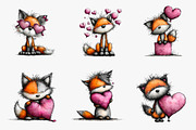 Valentine's Whimsical Foxs Clipart, an Illustration by CreationArt (Thumbnail 5 of 5)