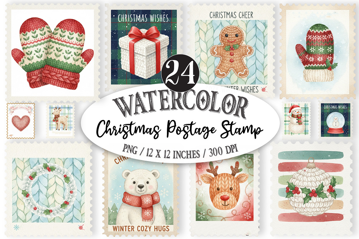 Faux Yarn Christmas Postage Stamp, an Illustration by Designking (Photo 1 of 5)