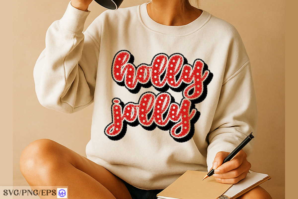 Retro Holly Jolly SVG, a Seasonal Illustration by mh_arif (Photo 3 of 3)
