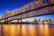 New Orleans City Skyline  & Crescent City Connection Bridge at Night, a Photo by CrackerClips Stock Media (Thumbnail 2 of 2)