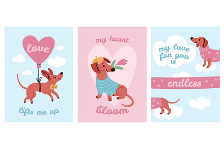 Funny dachshund cards. Cartoon, an Animal Illustration by YummyBuum