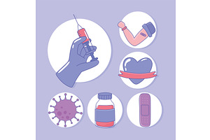 vaccination covid 19 set, a Healthcare Illustration by studiogstock