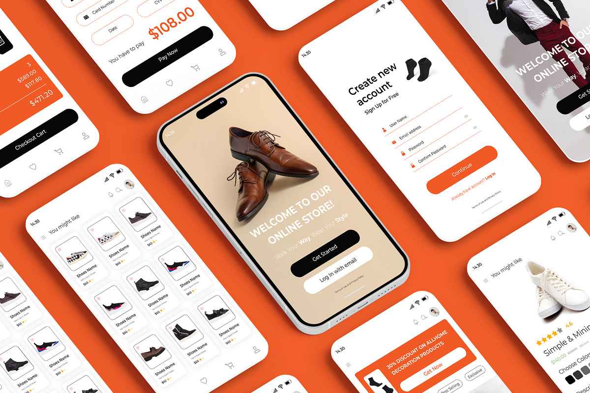 Mobile App UI Kit, an UI Kit Template by MightyDesign (Photo 1 of 7)
