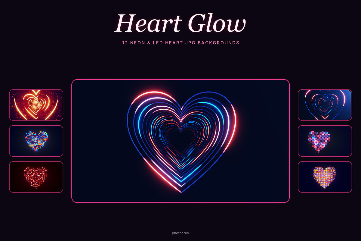 Heart Glow - 12 JPG Backgrounds, a Background Graphic by Photocreo Michal Bednarek (Photo 1 of 5)