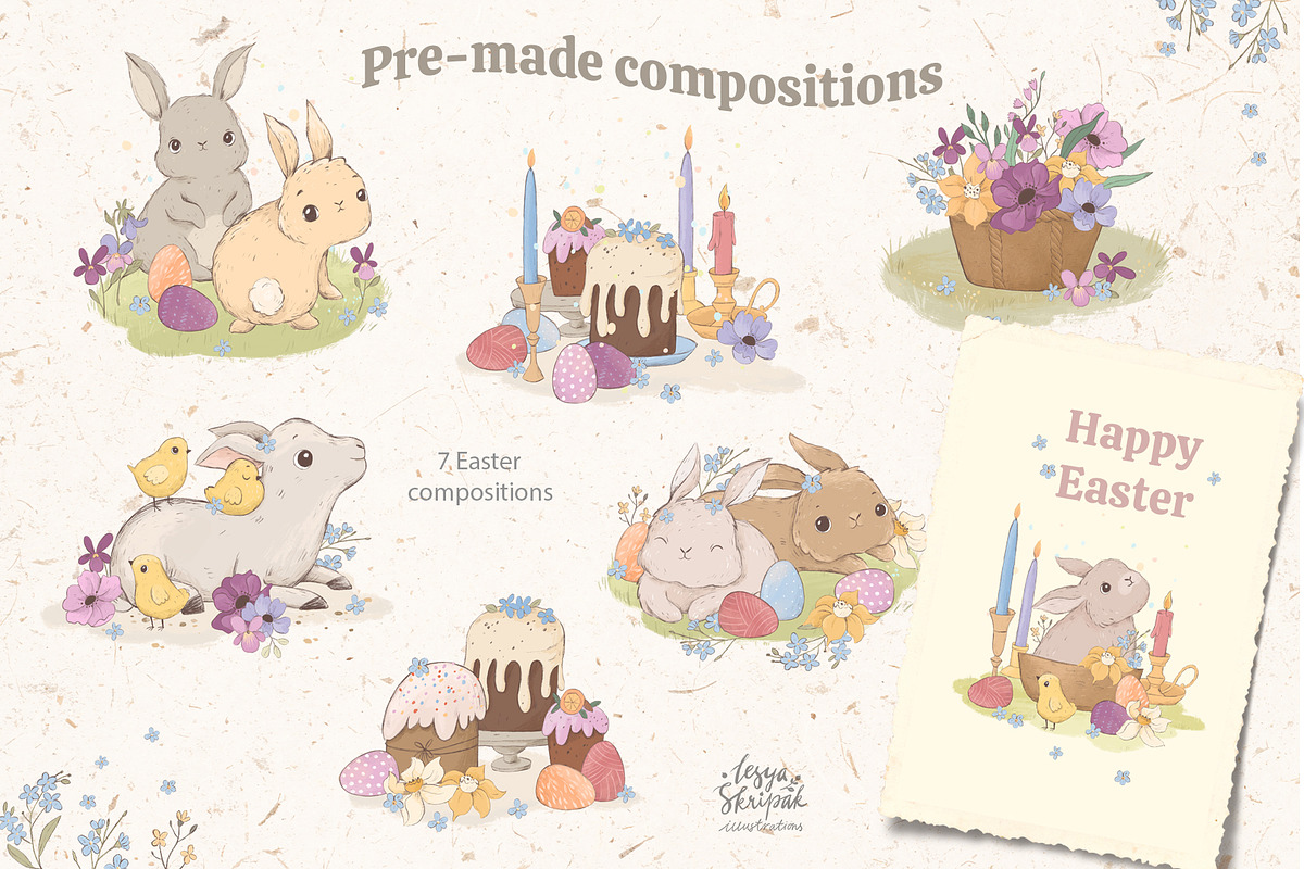Easter Bunny Collection, an Animal Illustration by Lesya Skripak (Photo 3 of 6)