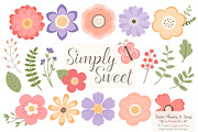 Wildflowers Vector Clipart, an Illustration by Amanda Ilkov (Thumbnail 1 of 4)