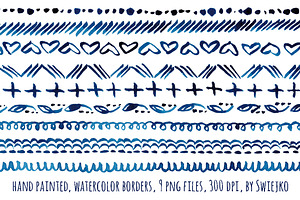 Hand Painted Indigo Borders, an Object Graphic by swiejko