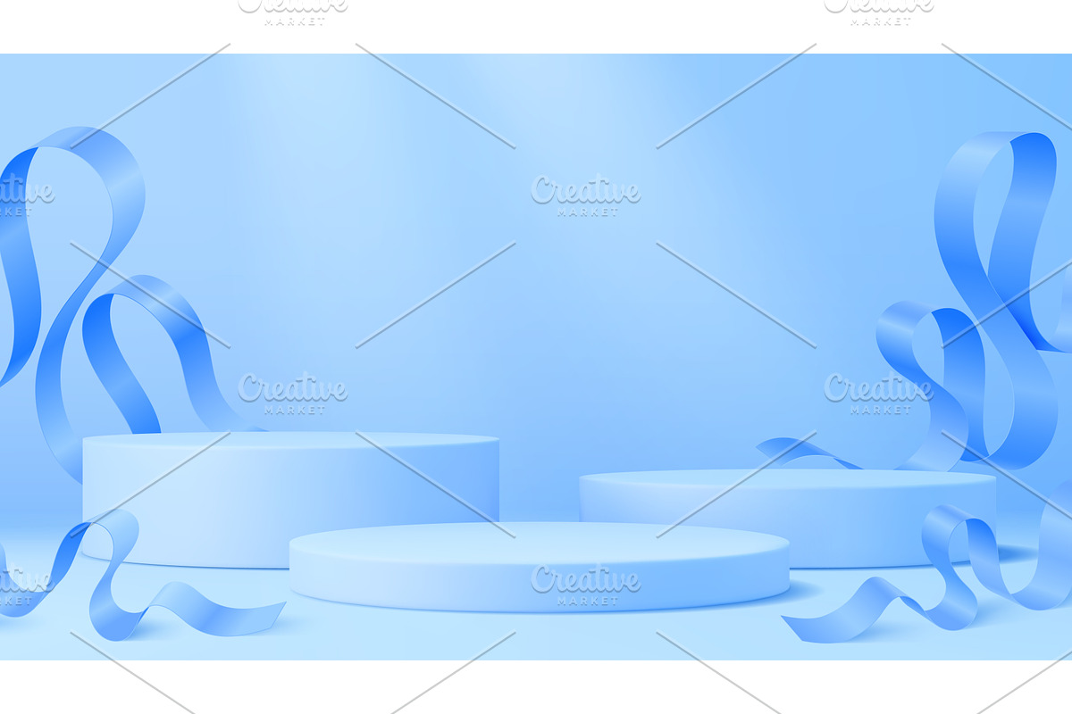 Blue podium stage with ribbons, a Decorative Illustration by Buch&Bee