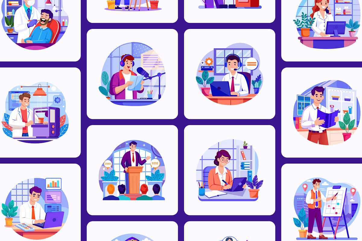 Job Illustrations Art Set, a Work Illustration by Prosymbols (Photo 6 of 9)