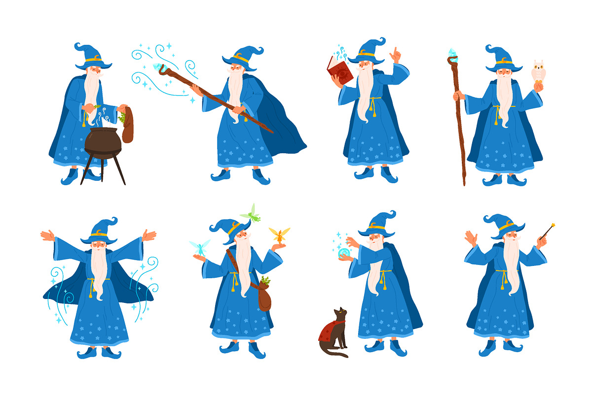 Wizard character set and seamless, a Person Illustration by Good Studio (Photo 1 of 4)