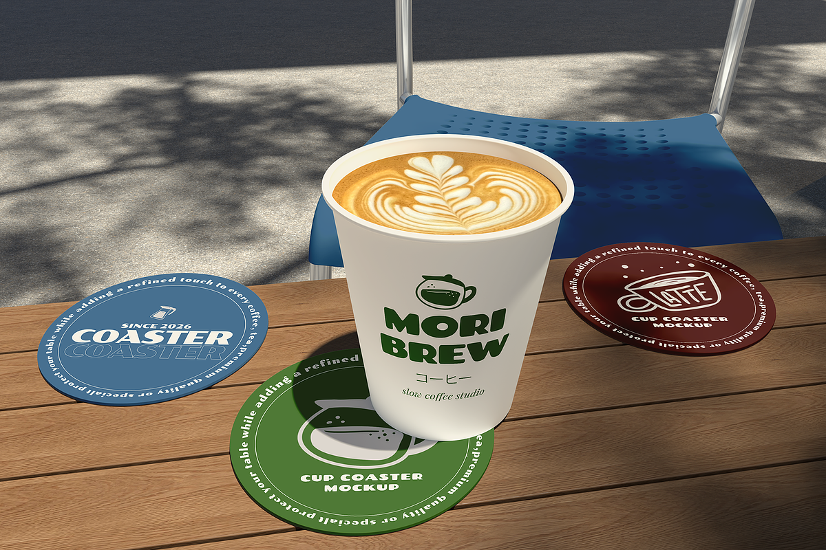 Cup Coaster Mockup, a Cups & Container Mockup by Bartama Graphic (Photo 3 of 5)