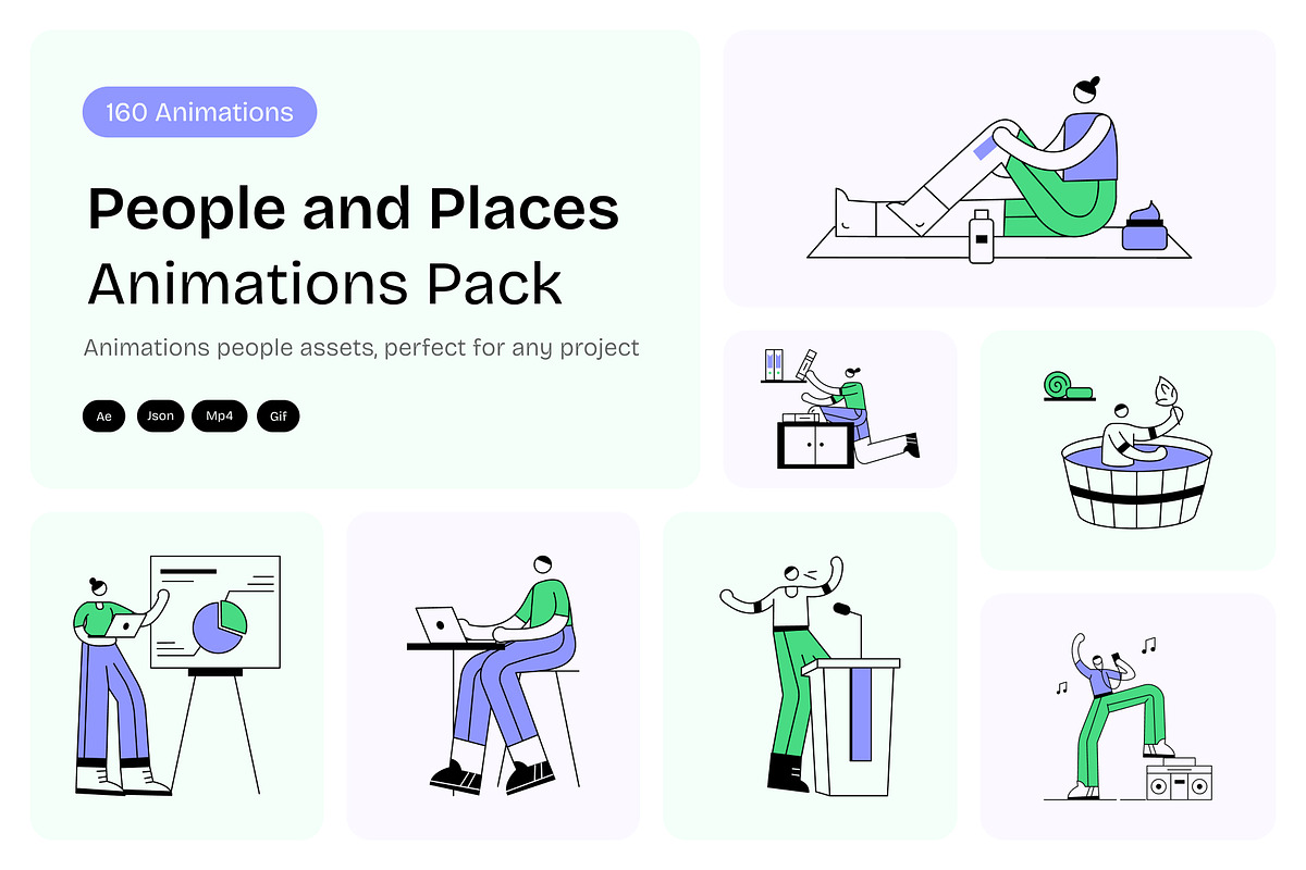 Animated People and Places Set, a Person Illustration by Creative Stall (Photo 1 of 5)