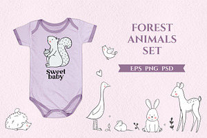 Forest Animals Set EPS PNG PSD